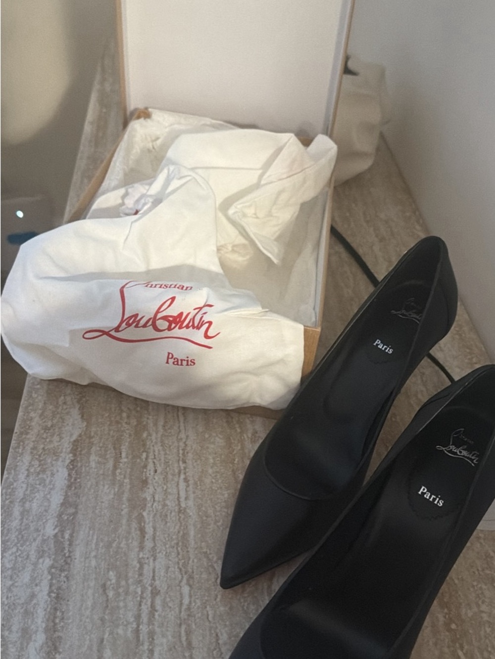Christian Louboutin Black Pointed Leather Pumps